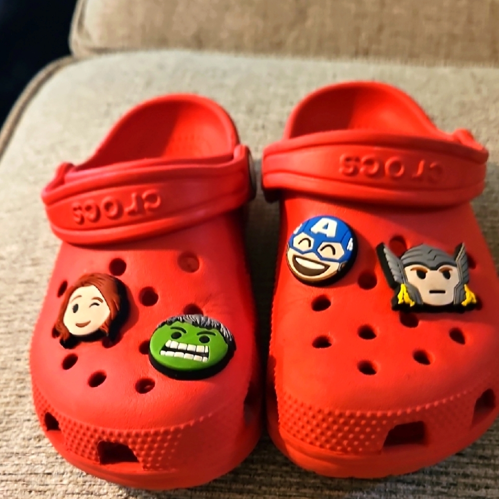 CROCS Red With AVENGERS Charms